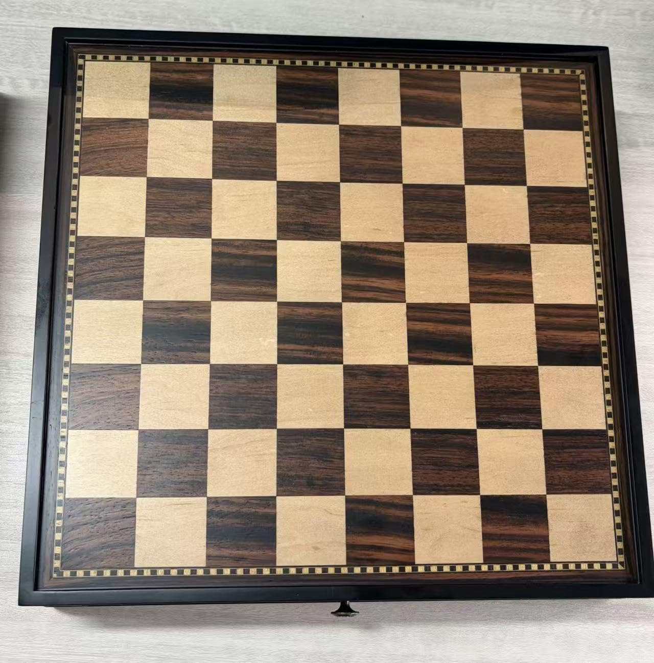 Sihaiyuan Wooden Chess Set Magnetic – 2-in-1 Chess Board Game 38cm, Solid Wood Drawer-Style Chess Board, 34 Staunton Pieces for Adults & Kids