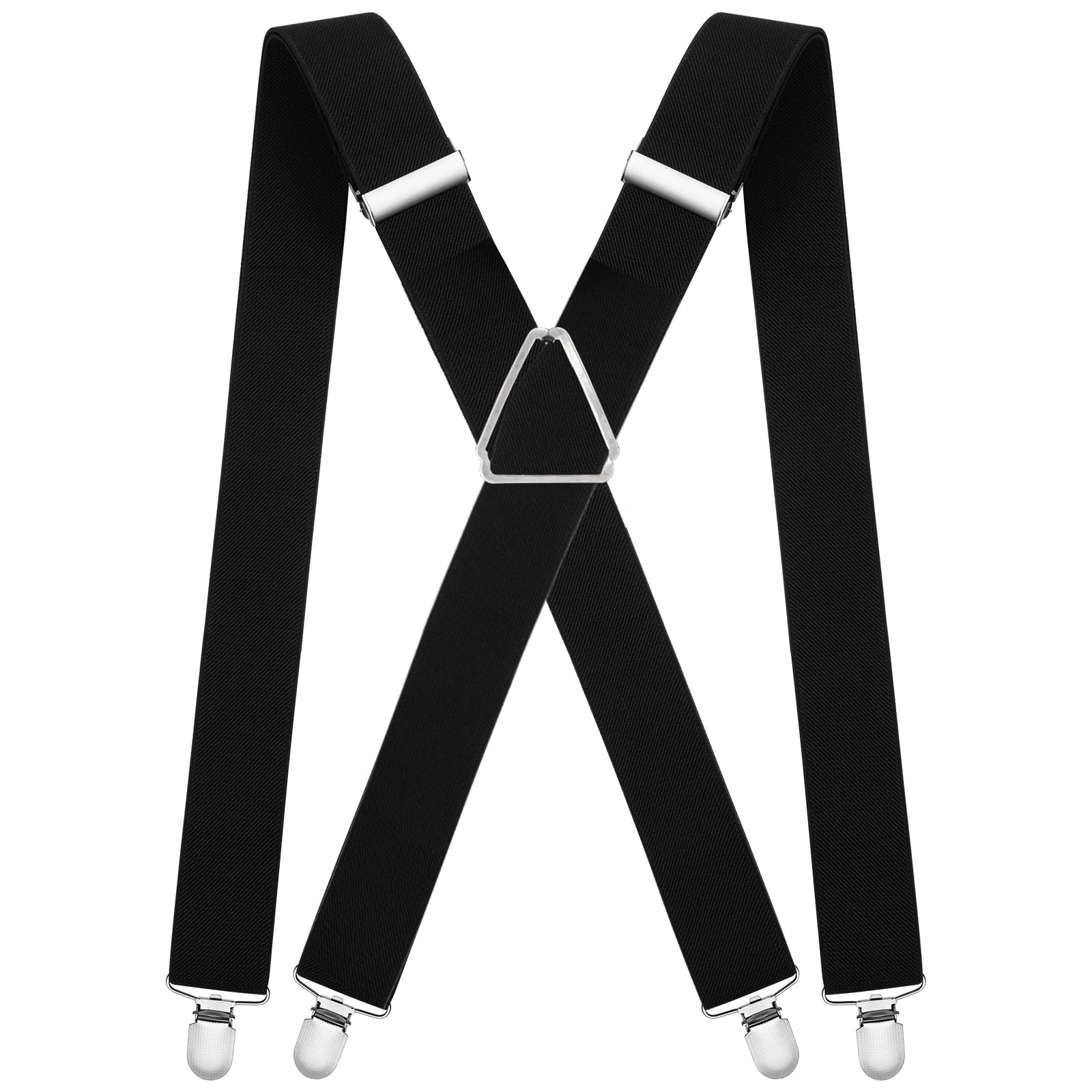 WOXVMMens Suspenders Adjustable Braces with 4 Strong Metal Clips Elastic X Back Heavy Duty Suspender for Men and Women