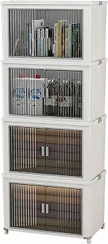 Folding Stackable Storage Bins with Lid, 280qt Plastic Organizer