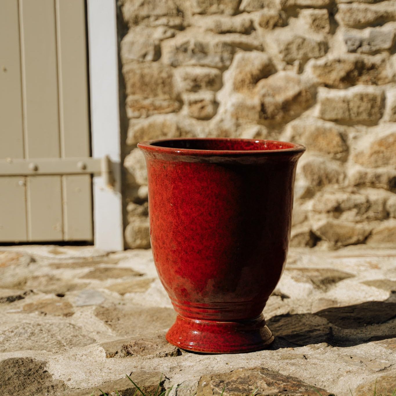 Arthur Mediterraner Topf Tropenrot, Größe: L - Durchmesser: 32 cm x Höhe: 39 cm, Winterfest, handgemacht, Keramik Pflanzgefäß für Garten Terrasse Balkon