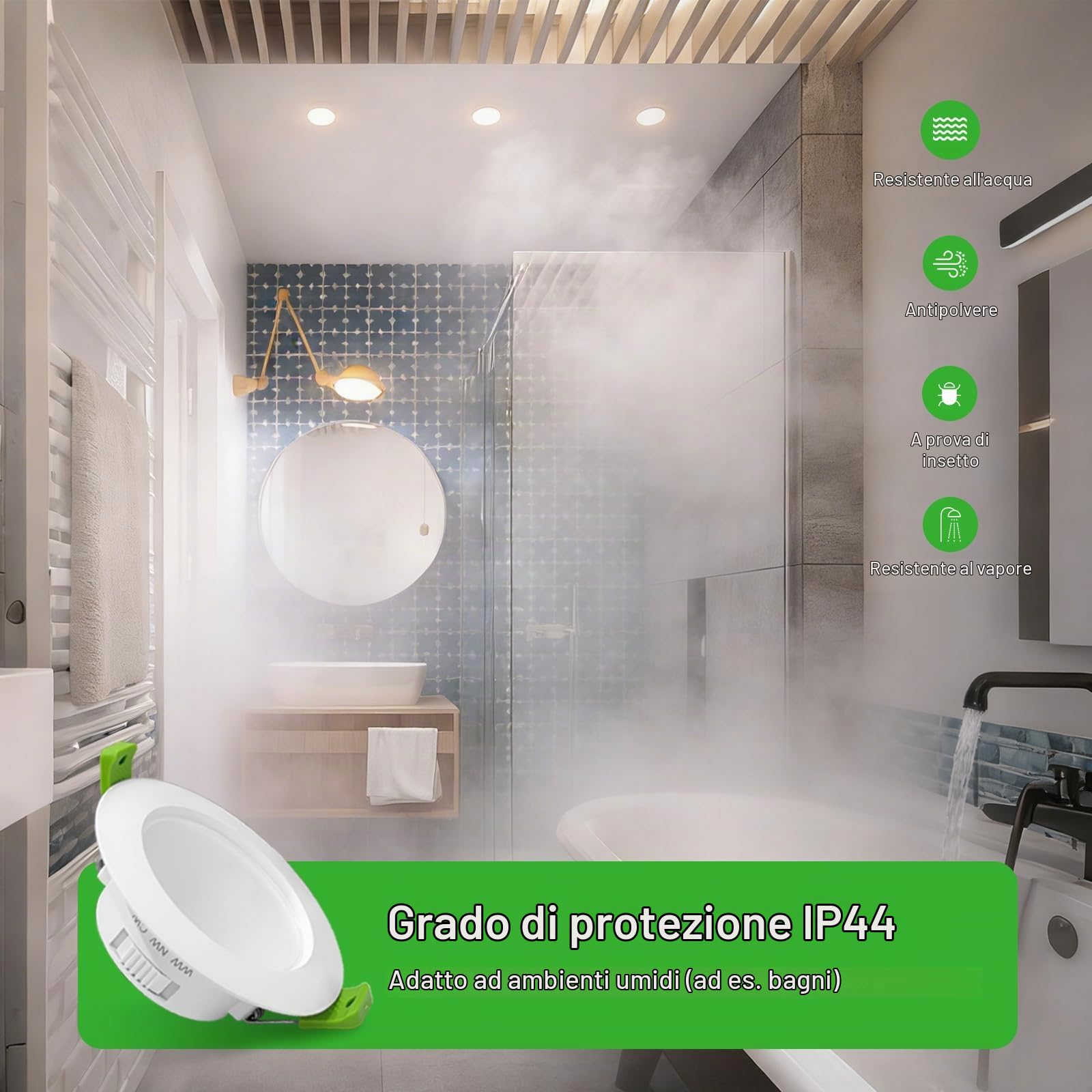 GY Set da 12 Classe B Faretti LED da Incasso per Cartongesso Dimmerabil, 3.5W 552LM Faretti LED Soffitto 3000K Caldo 4000K Neutro 6500K Freddo Regolabili, IP44 Luci da Incasso per Bagno, Φ65-80mm