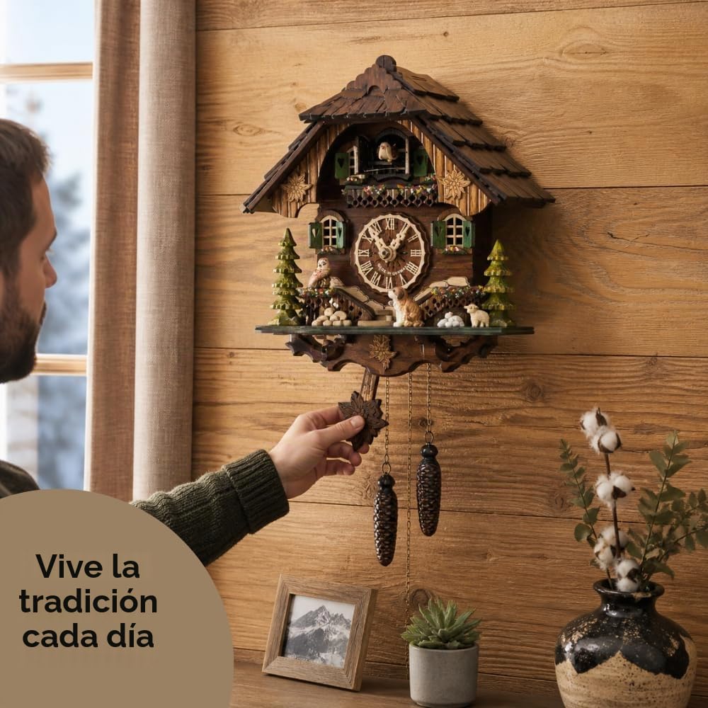 Cuckoo Palace Reloj de Cuco Estilo Chalet con Movimiento de Cuarzo de 32 cm