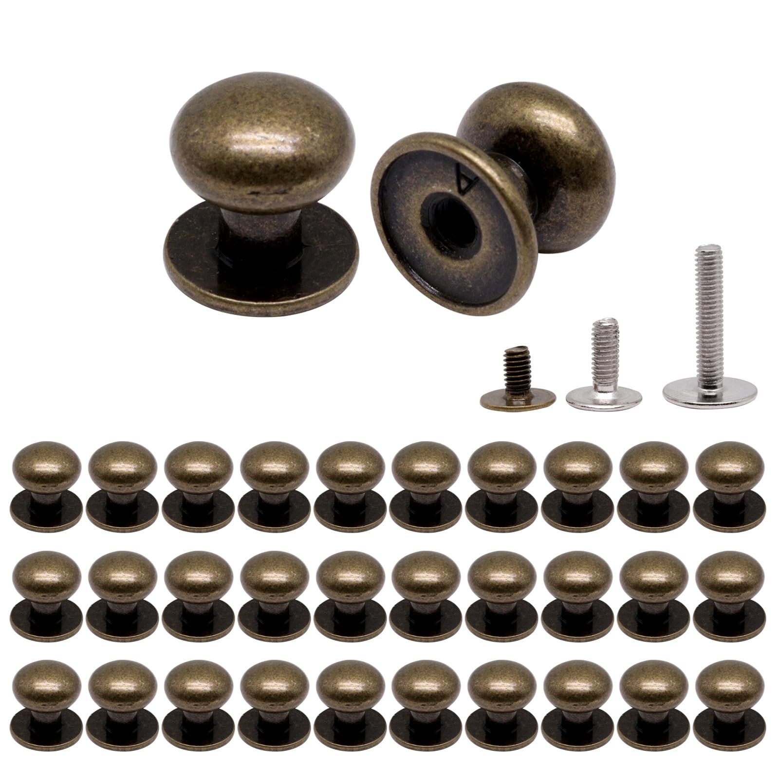 YuGtcen 32pcs Mini Drawer Pulls, 0.37inch Small Knobs for Jewelry Box, Metal Round Gold Knobs Mini Knobs Handles for Wood Case Drawer Cabinets Closet Cupboard (Bronze) — image 1