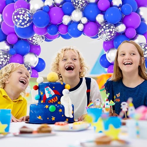 Miniatura 7 de Kit de arco de guirnalda de globos color morado, azul y plateado, globos metálicos y plateados, videojuegos, cumpleaños, videojuegos, videojuegos,