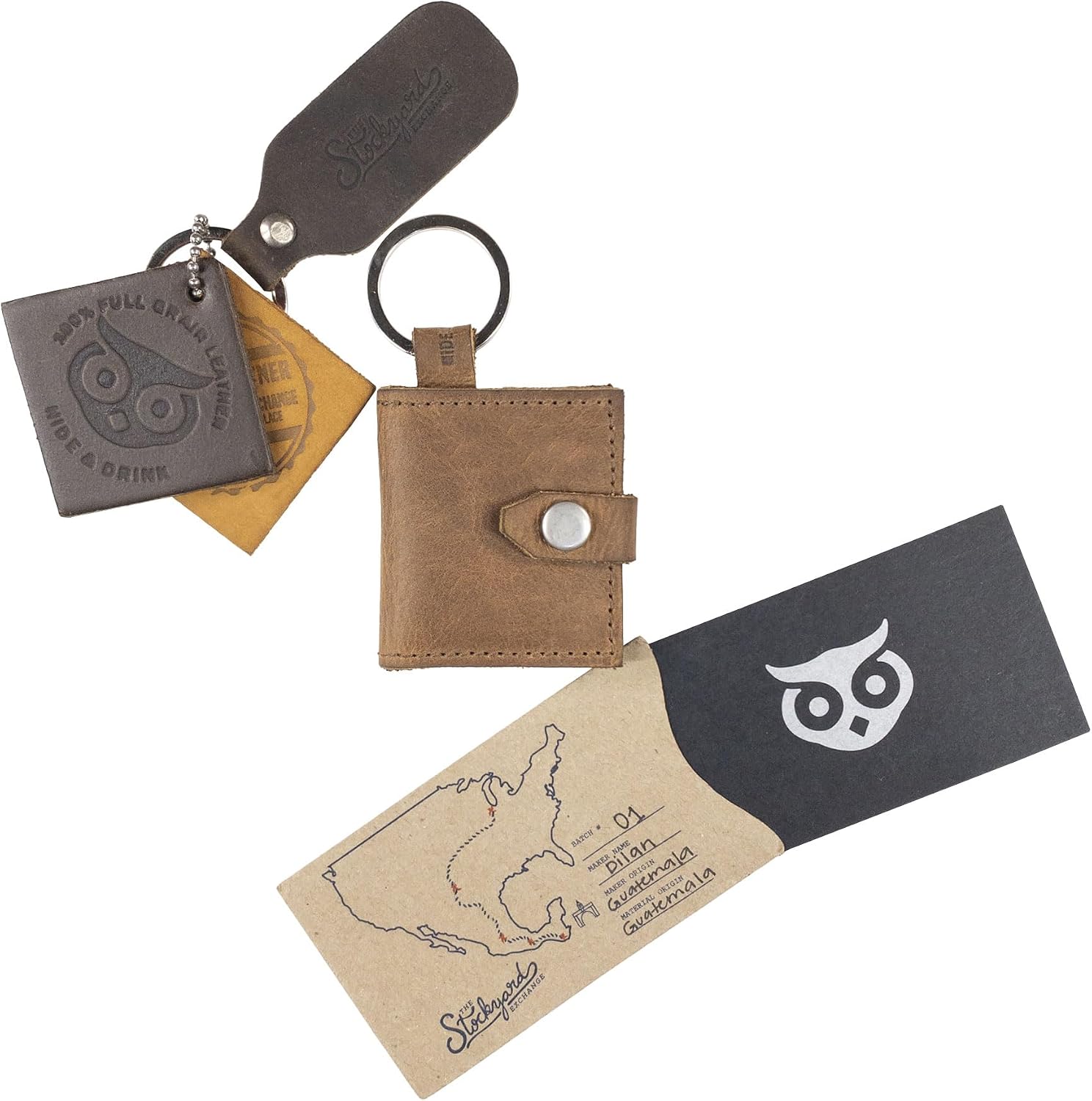 Hide & Drink, Photobook Keychain Handmade from Full Grain Leather - Single Malt Mahagony
