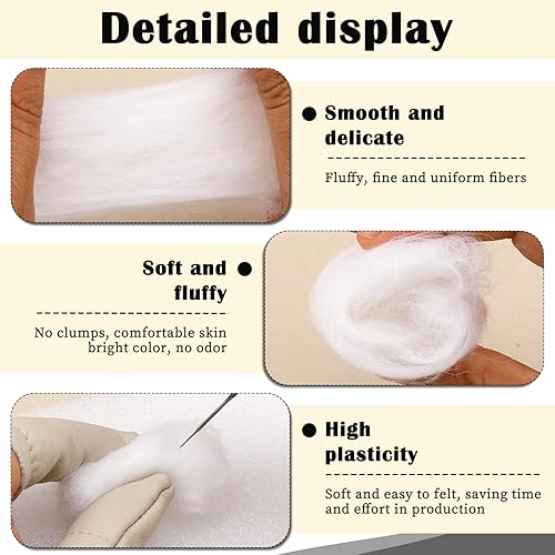 Miniatura 31 de Mayboos Hilo de lana para hilar, lana natural de color de 1.76 onzas, suministros de fieltro de lana pura, hilo grueso para fieltro húmedo, Color2