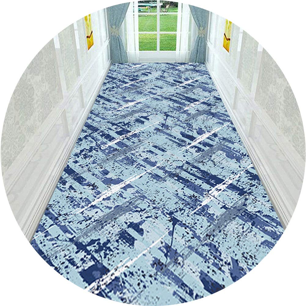 Moqueta corredor nórdico para una entrada de casa acogedora con textura abstracta en gris y azul