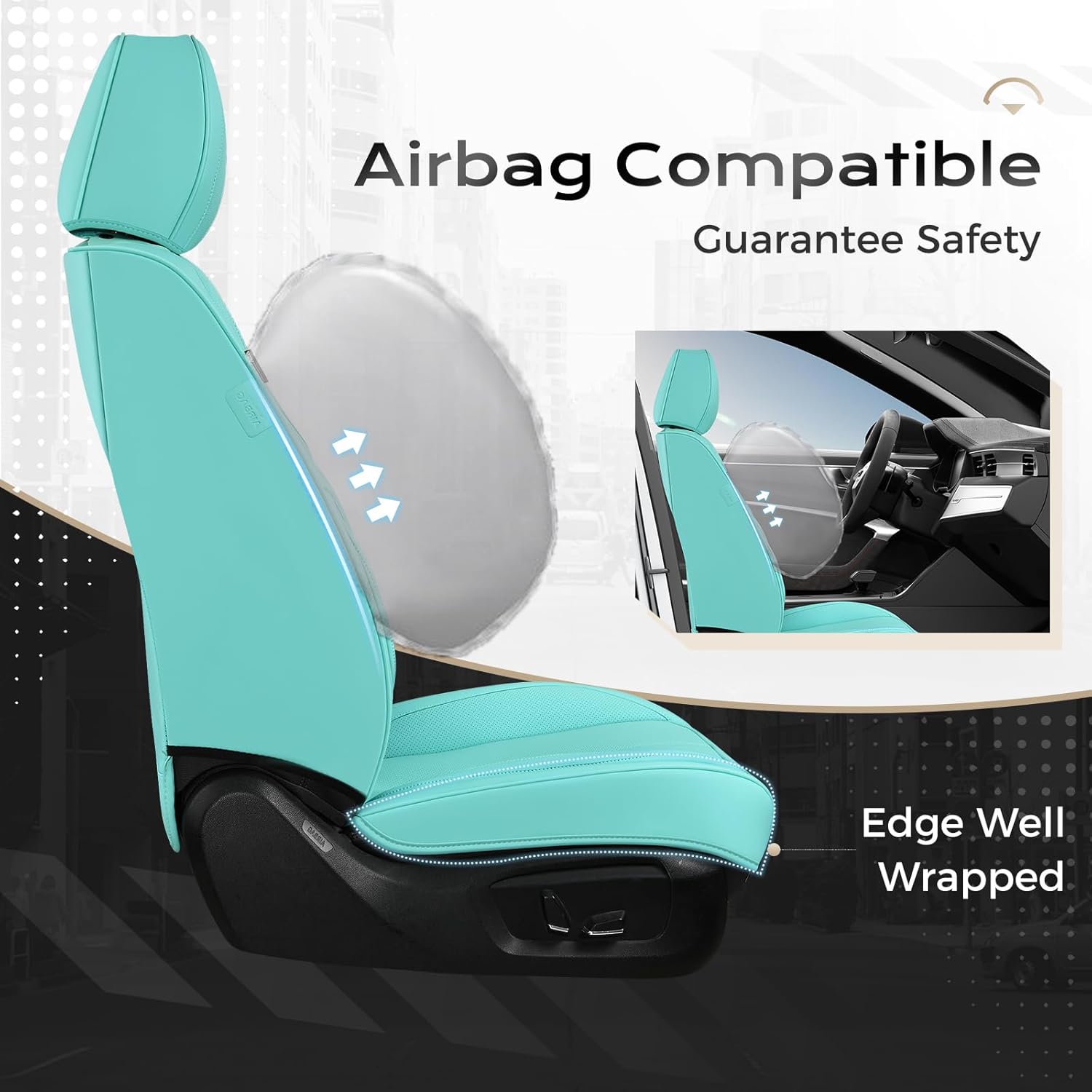 Coverado Seat Covers, Car Seat Covers Front Seats, Car Seat Cover, Car Seat Protector Waterproof, Car Seat Cushion Nappa Leather, Seat Covers Carseat Cover Universal Fit for Most Cars