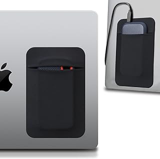 Lacdo ポータブルハードドライブスリーブ 対応機種 ノートパソコン、再利用可能な粘着剤付きポーチ、SanDisk、Samsung、Crucial、ポータブル外付けSSDハードドライブ用キャリングケース、密閉ポケット付き、ブラック