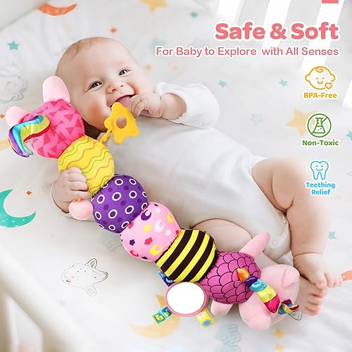 Miniatura 5 de Juguetes para bebés de 0 a 6, 6 a 12 meses, animal musical sensorial de peluche de unicornio para bebés de 0 a 3 a 6 meses en adelante, tiempo boca