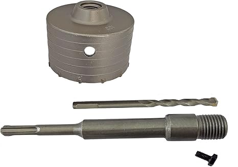 DUMDAAR 100mm SDS Plus Shank Concrete Hole Saw set Cutter with 200mm rod cement Stone Wall Punch Reamer Air Conditioner Punch Hollow Drill Bit ()