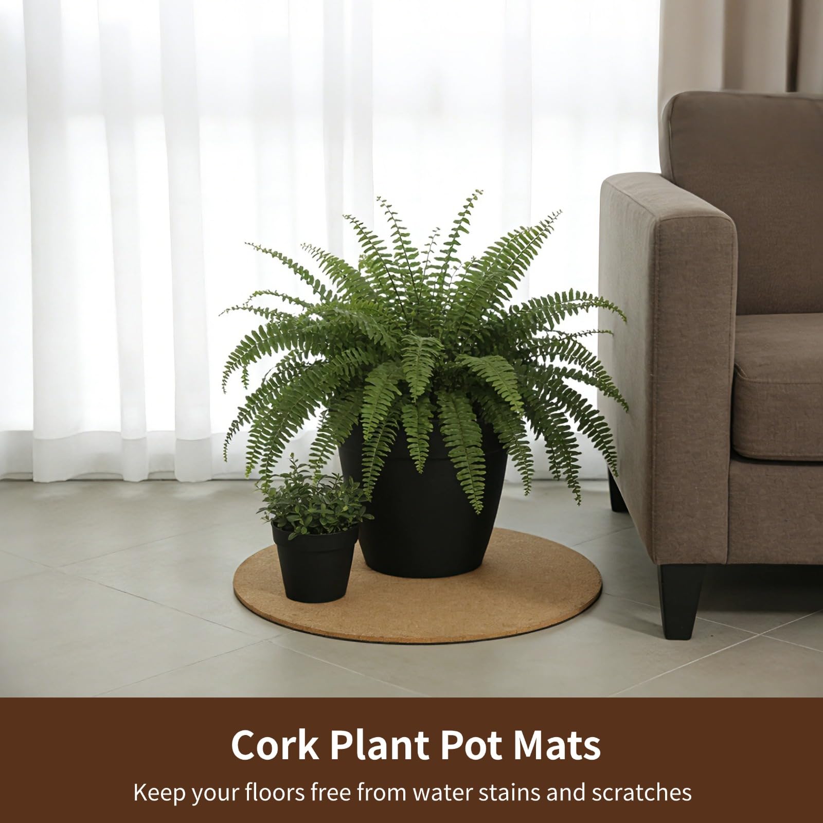 Kork-Blumentopfmatten, 10,2 cm, 15,2 cm, 20,3 cm, 25,4 cm, 25,4 cm, 25,4 cm, saugfähig, rutschfest, Schreibtisch-Tischschutz für Zimmerpflanzen, Büro-Grünpflanzen, Gartenarbeit, Heimhandwerk