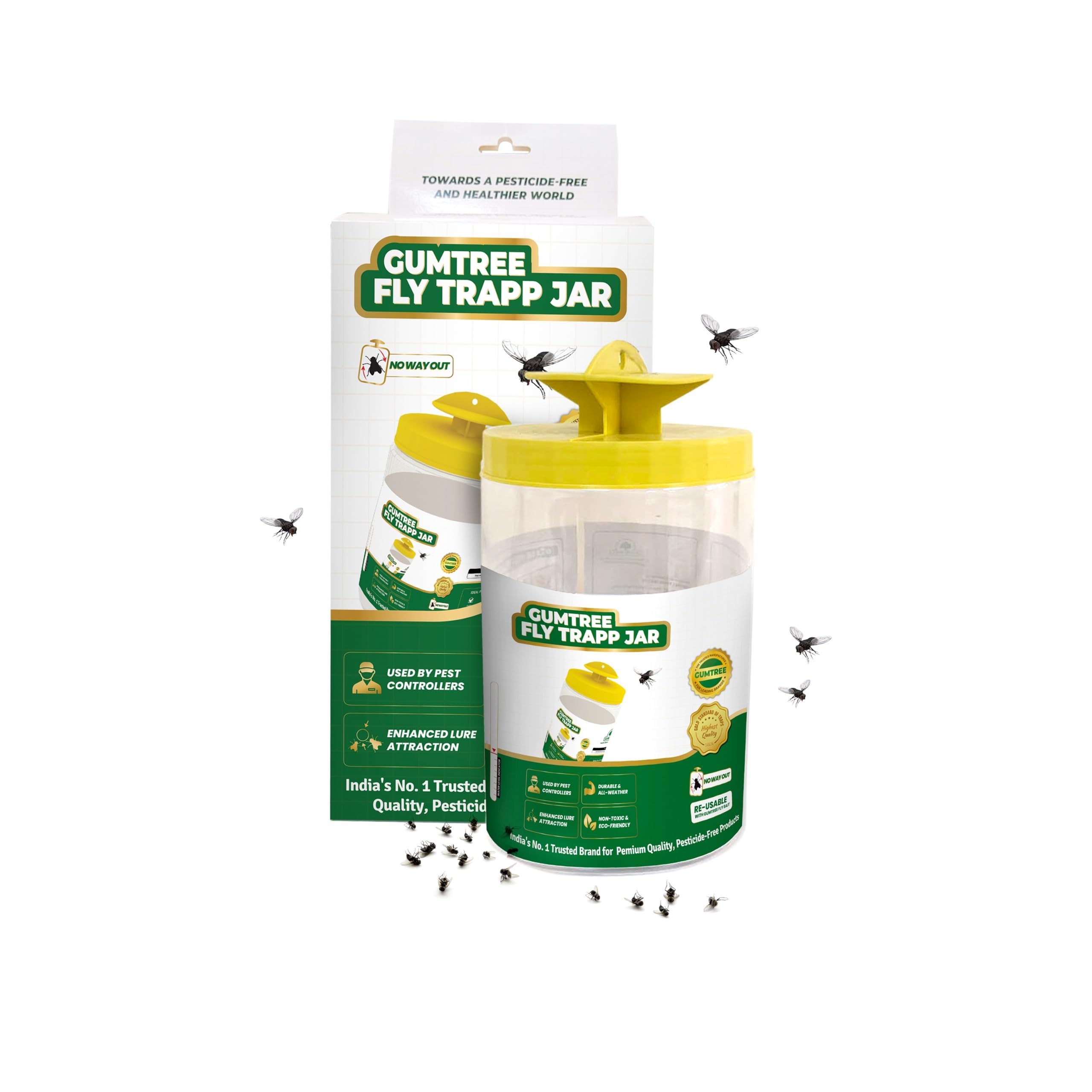 Trapp Jar – Eco-Friendly, Non-Pesticide Reusable Fly Killer for Farms & Outdoor Use | Chemical-Free Insect Catcher with Lure | Safe Pest Control for Livestock, Dairy Farms & Large Open Spaces