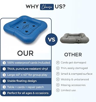 Inflatable Floating Game Table for Pool Waterproof with Playing Cards