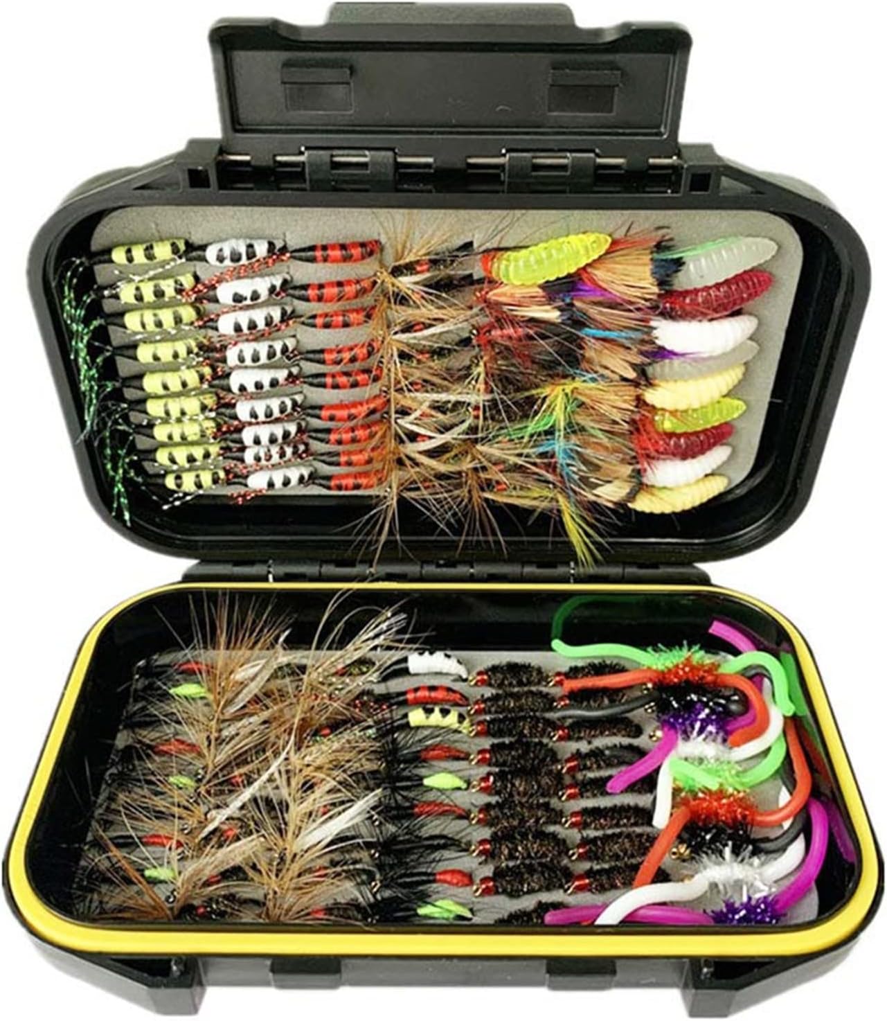 24/30/46/54/127-Pieces Fly Fishing Files Kit #8-#16 Handmade Dry Wet Nymphs Streamers Fly Fishing Lures for Trout Salmon with Fly Box
