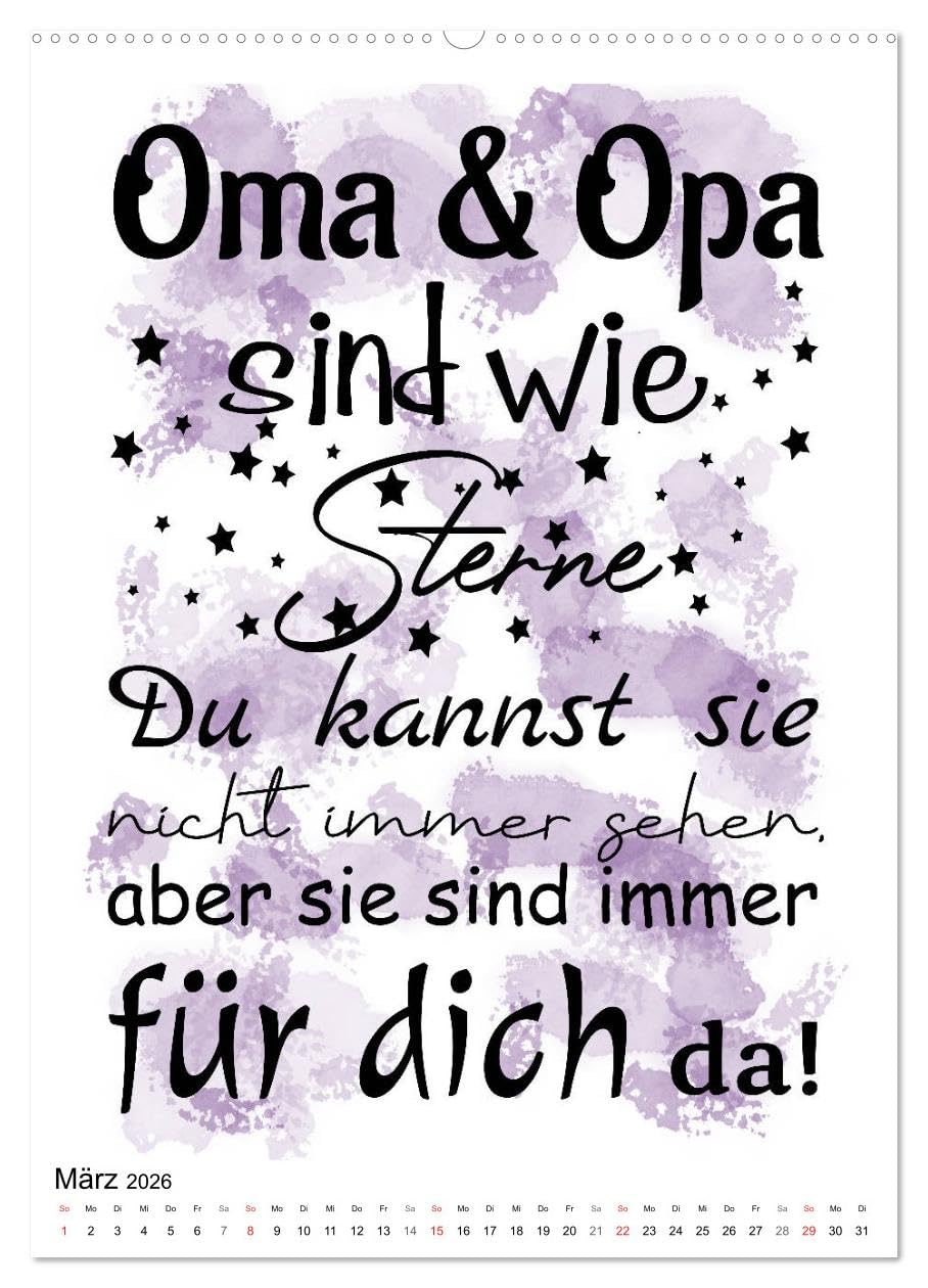 Oma und Opa, die Helden unserer Kindheit (hochwertiger Premium Wandkalender 2026 DIN A2 hoch), Kunstdruck in Hochglanz: Humorvolle Sprüche rund um die Großeltern (CALVENDO Kunst)