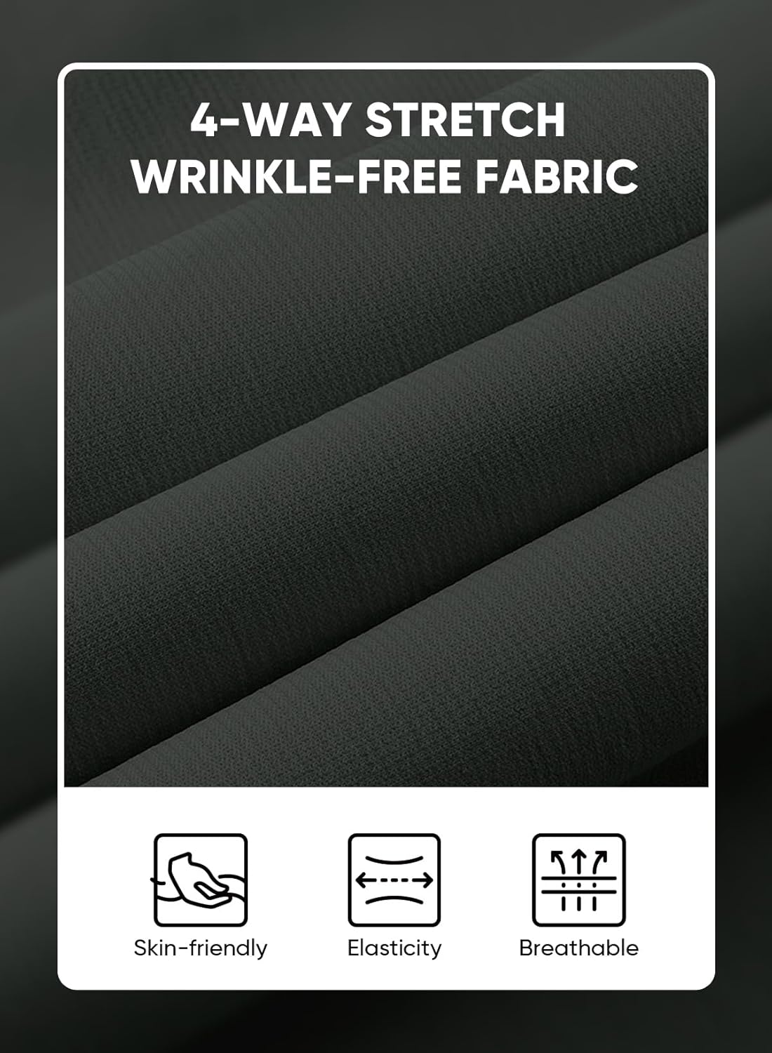 JMIERR Men's Muscle Fit Button Down Shirts Summer Casual Short Sleeve High Stretch Wrinkle-Free Shirt - Image 5