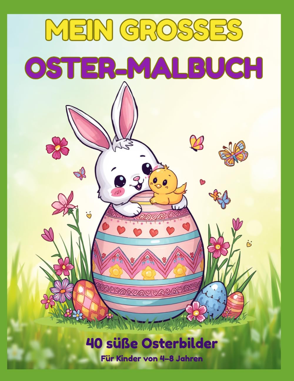 Mein großes Oster-Malbuch: 40 süße Osterbilder zum Ausmalen – Osterhasen, Küken und Ostereier für Kinder von 4–8 Jahren