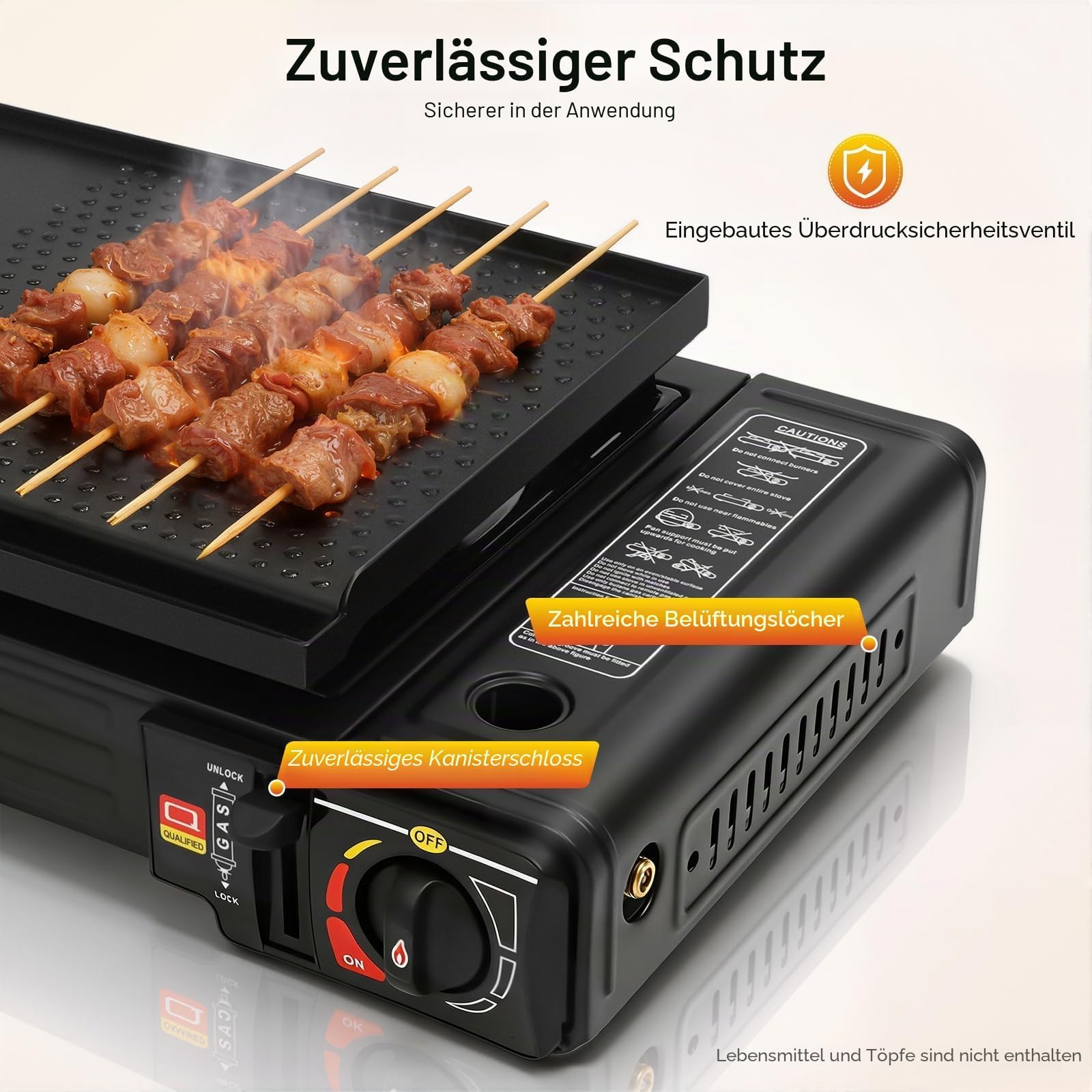 Barbecue à gaz et réchaud à gaz à 2 flammes en acier inoxydable - 2500 W - Réchaud de camping avec plaque de cuisson et boîte de rangement - Soupape de surpression intégrée - Réchaud à gaz de camping