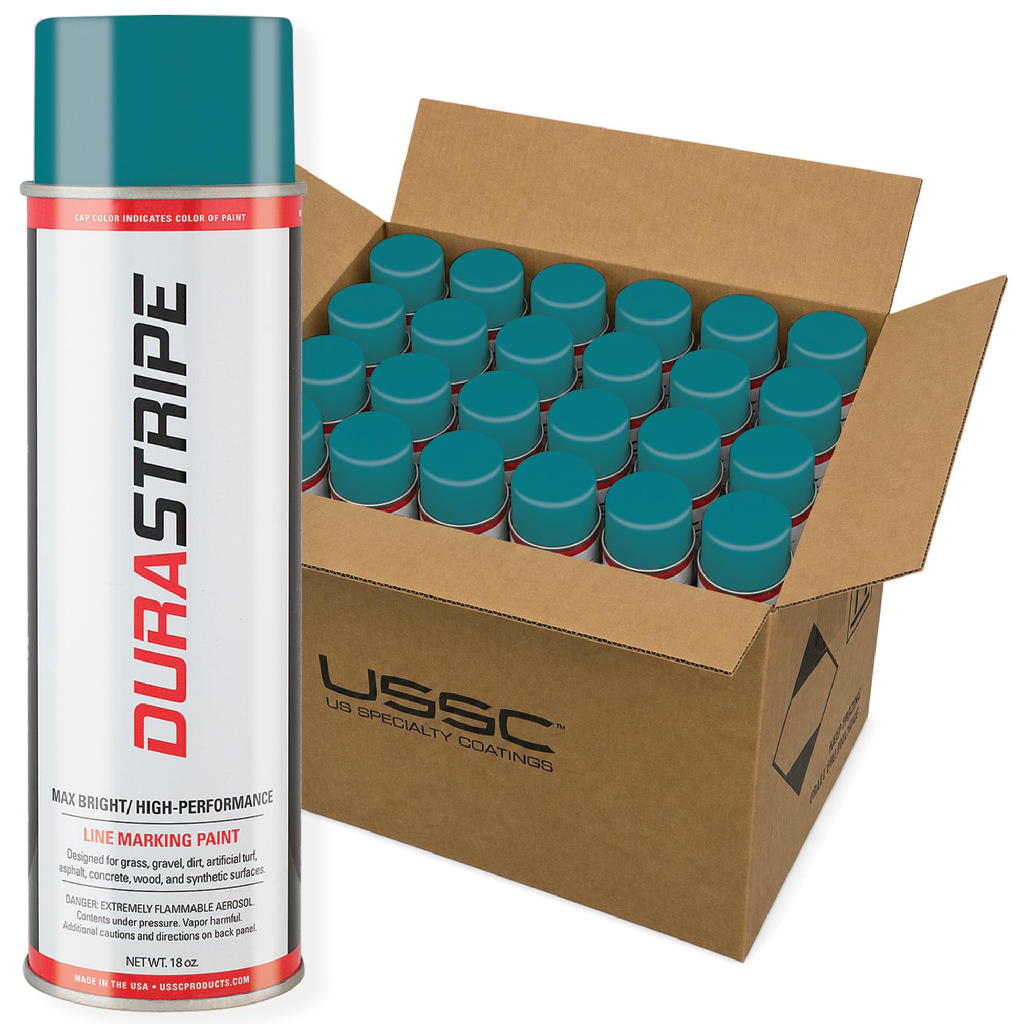 Athletic Field Marking Paint – 2 Cases of 12 T-Tip Spray Cans (24 Total), 18 oz Each – Bright, Durable Field Striping Paint (Teal)