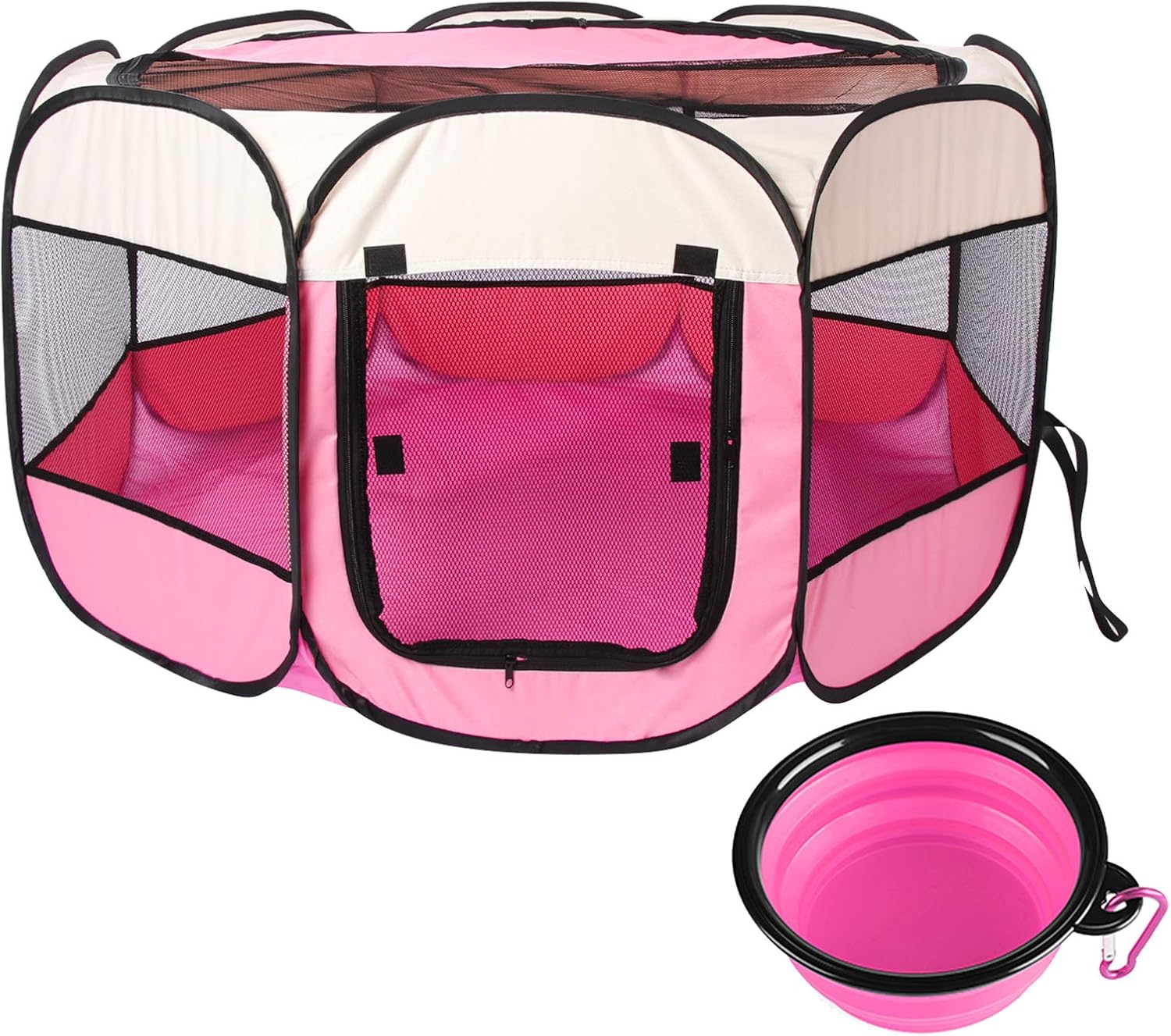 FOVIUPET Pet Dog Playpen,Foldable Puppy Playpen 8-Panel Mesh Cover Playground Open-Air Waterproof,with Free Carrying Collapsible…