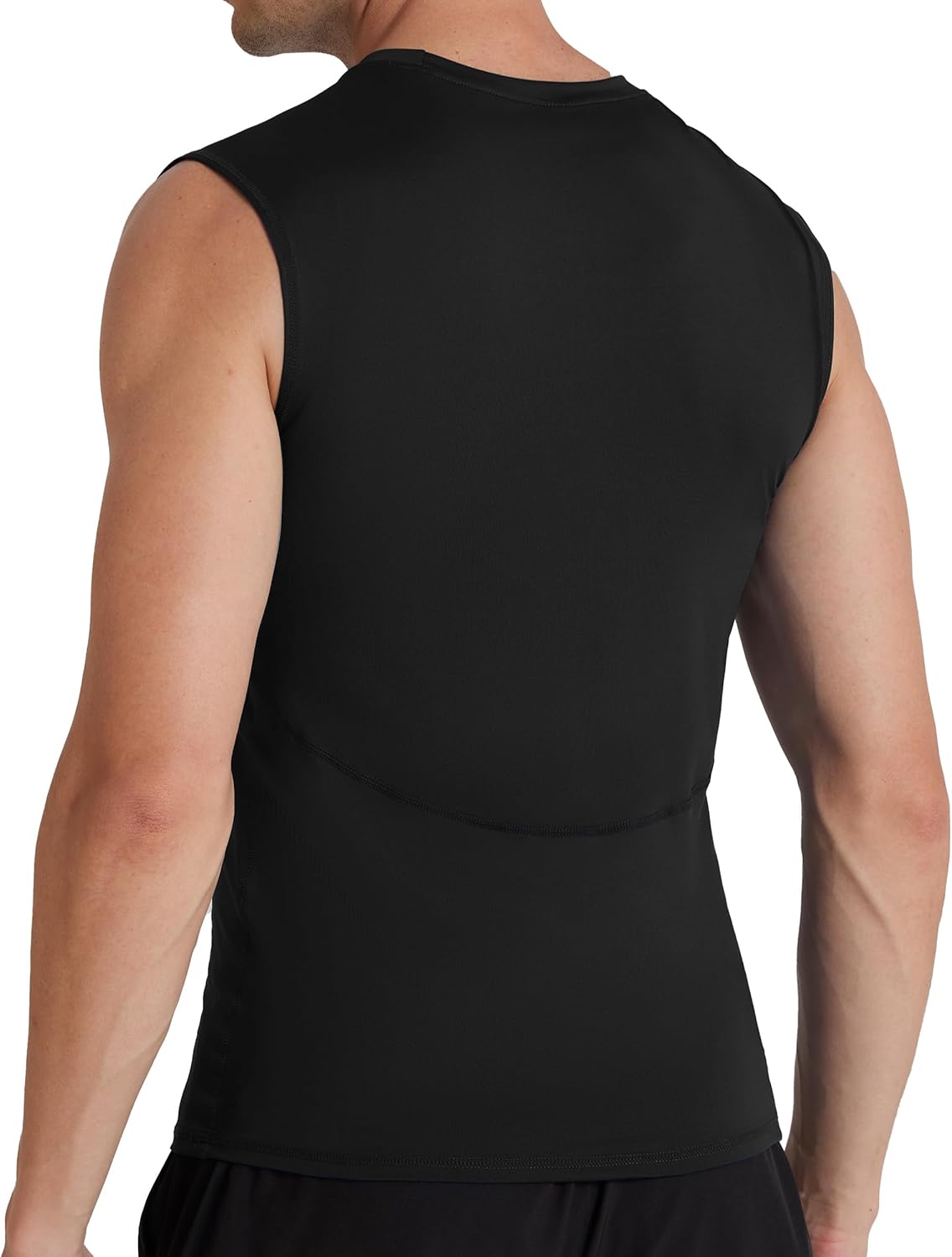 Roadbox 3 Pack Mens Sleeveless Compression Shirt, Cool Dry Athletic Workout Tank Top, Sports Running Gym Base Layer Shirts - Image 2