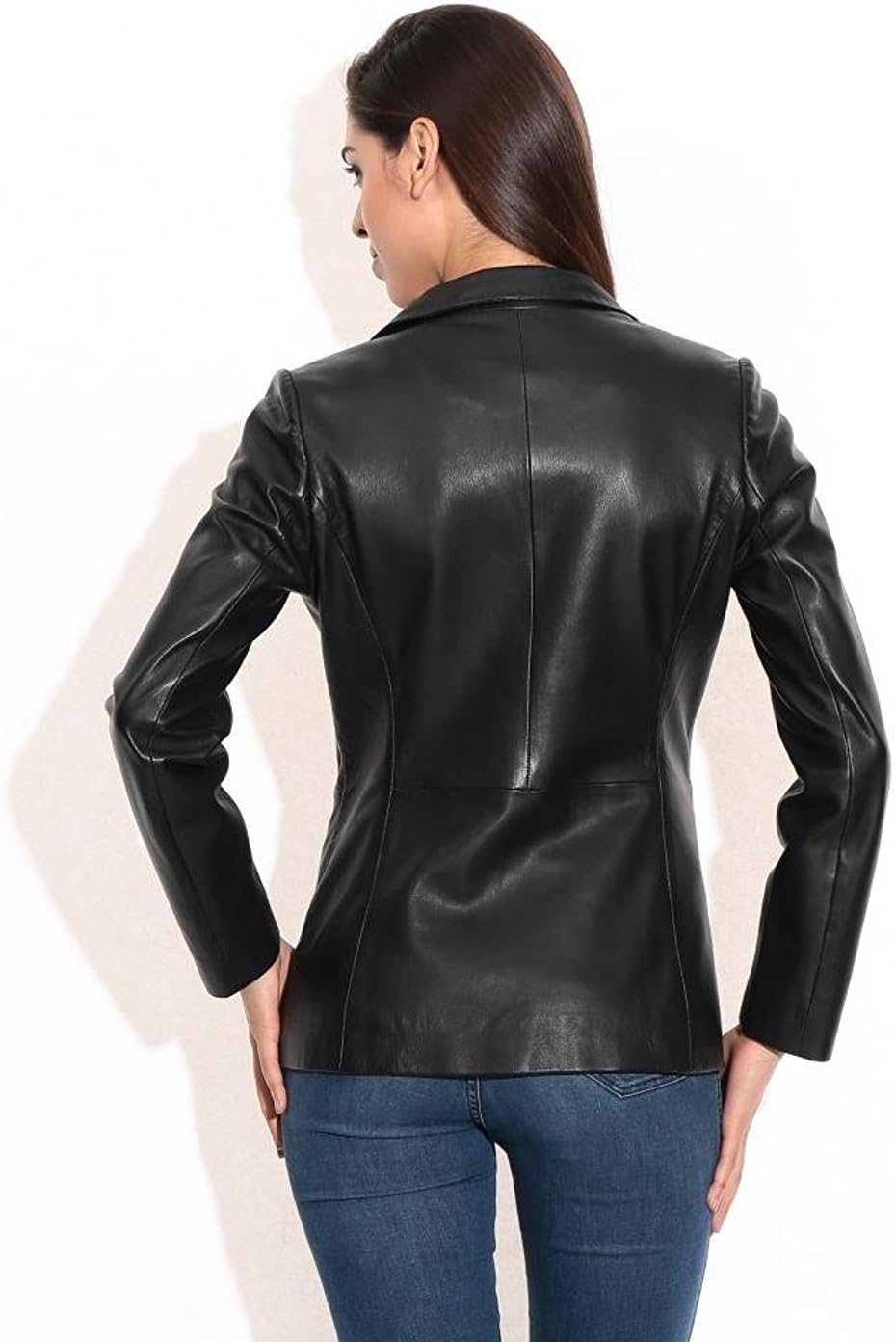 SID Genuine Lambskin Leather Black Women’s Single Button Blazer with Full Sleeves Suit Style for Office Wear - Image 2