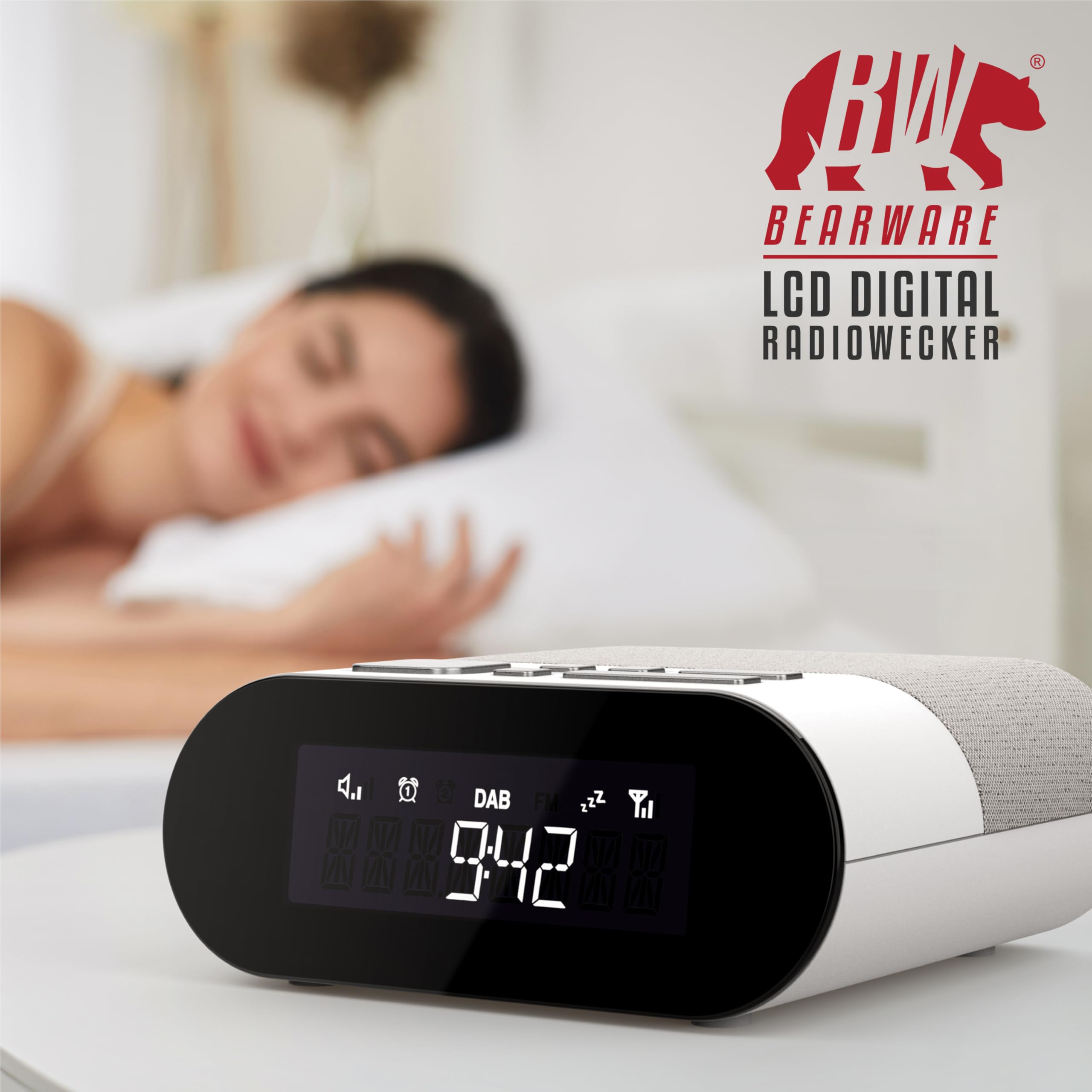 CSL - DAB Plus Radio digital - Radiowecker DAB+ FM UKW - je 20 Speicherplätzen – 16 Lautstärkestufen – Wecker – große Ziffern – Snooze – Abschalttimer – inkl. Netzteil