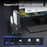 Vista 5 de FIDECO Estación de acoplamiento USB 3.2 Gen 1 a disco duro, base de disco duro para 2.5 o 3.5 pulgadas SATA I/II/III HDD SSD con duplicador de disco