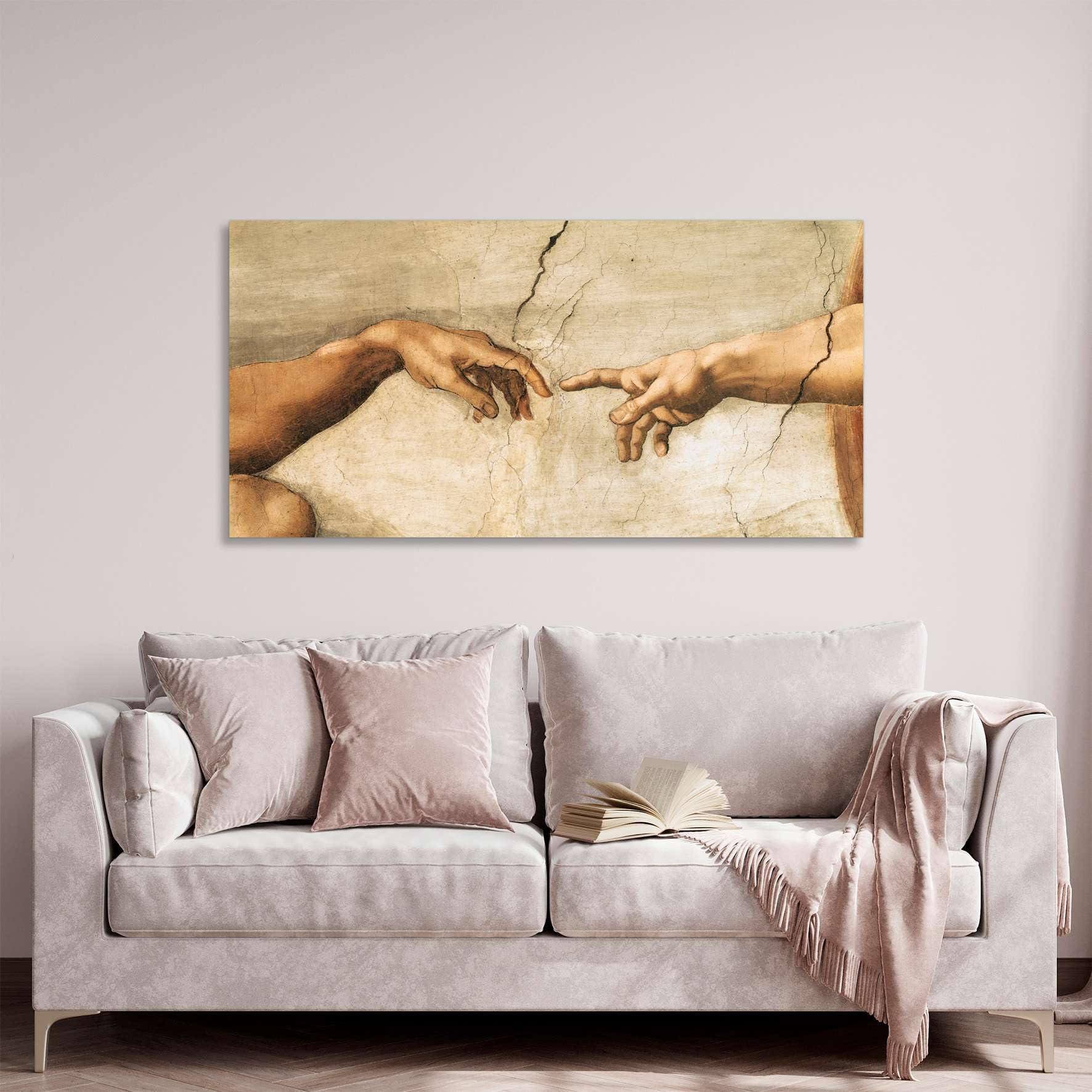 Generico Michelangelo Buonarroti – La creazione di Adamo (dettaglio) – quadro stampa su tela con telaio in legno - 120x60 cm