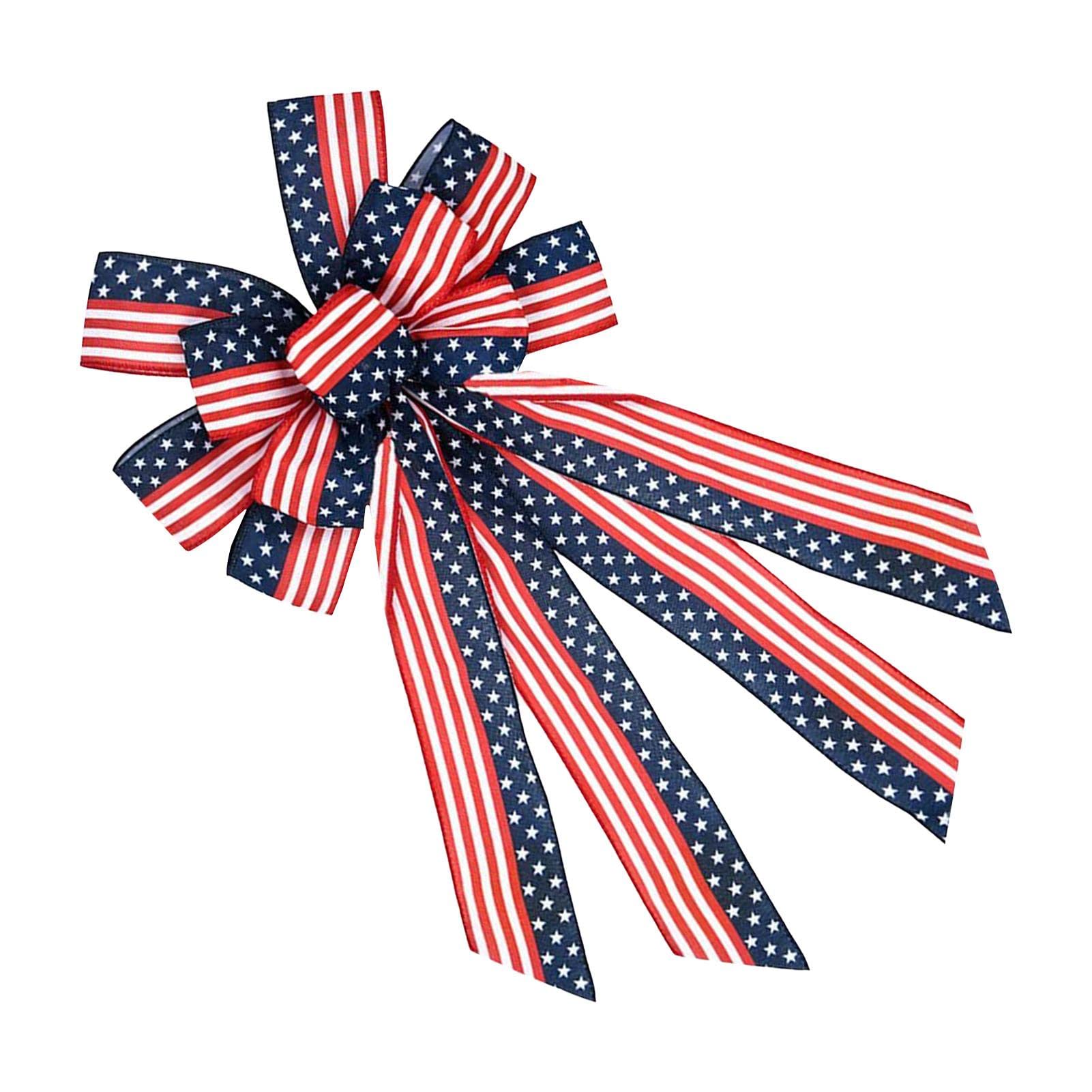 Niktule Red, White, Blue Patriotic Wreath Bow 4Th Of July - Patriotic Wreath Bow | Flag Wreath Bow, Veteran's Day Large Labor Day, Independence Day Bow For Wall Fence Decor Supply