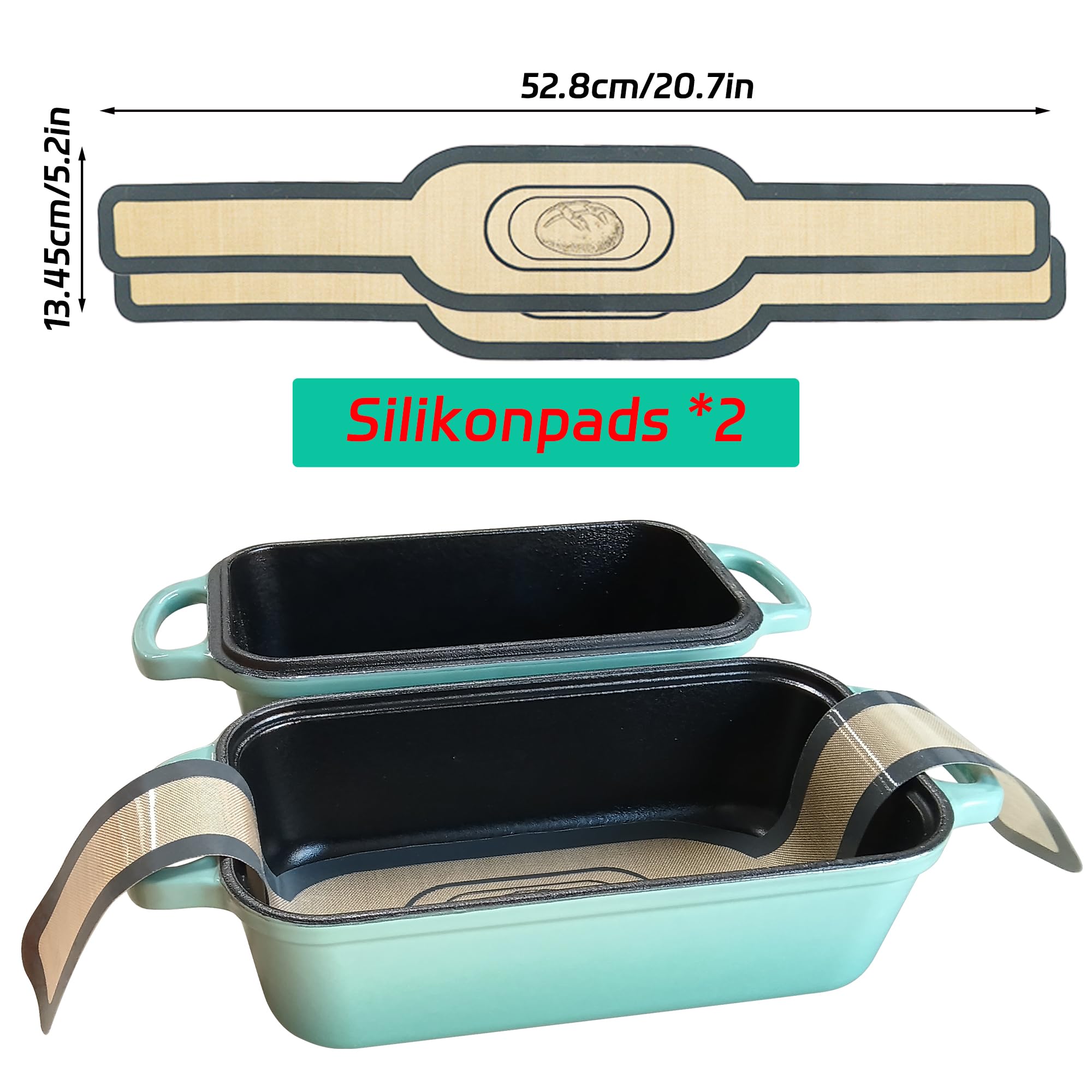 Brotbackform aus Gusseisen mit Deckel, Gusseisen Topf Brot Backen mit 2 Brotmatten Silikon, Emaille Brotbackform für Sauerteig, Robuste Brotbackformen zum Brotbacken im Ofen,Formen für Brotlaibe(BLUE)