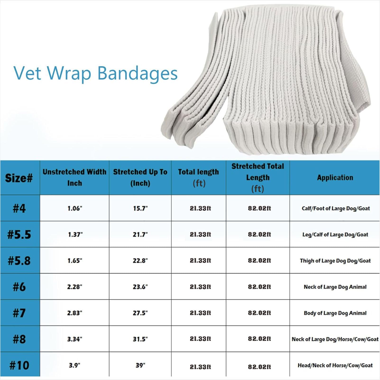 Edward Cows Cavals Vet Wrap - Grande Animale Fix Elastic Net Tubular Support Bandage per il Cullo Lega Path Joint Hoof, Cani Gatti Wound Dressing Retainer