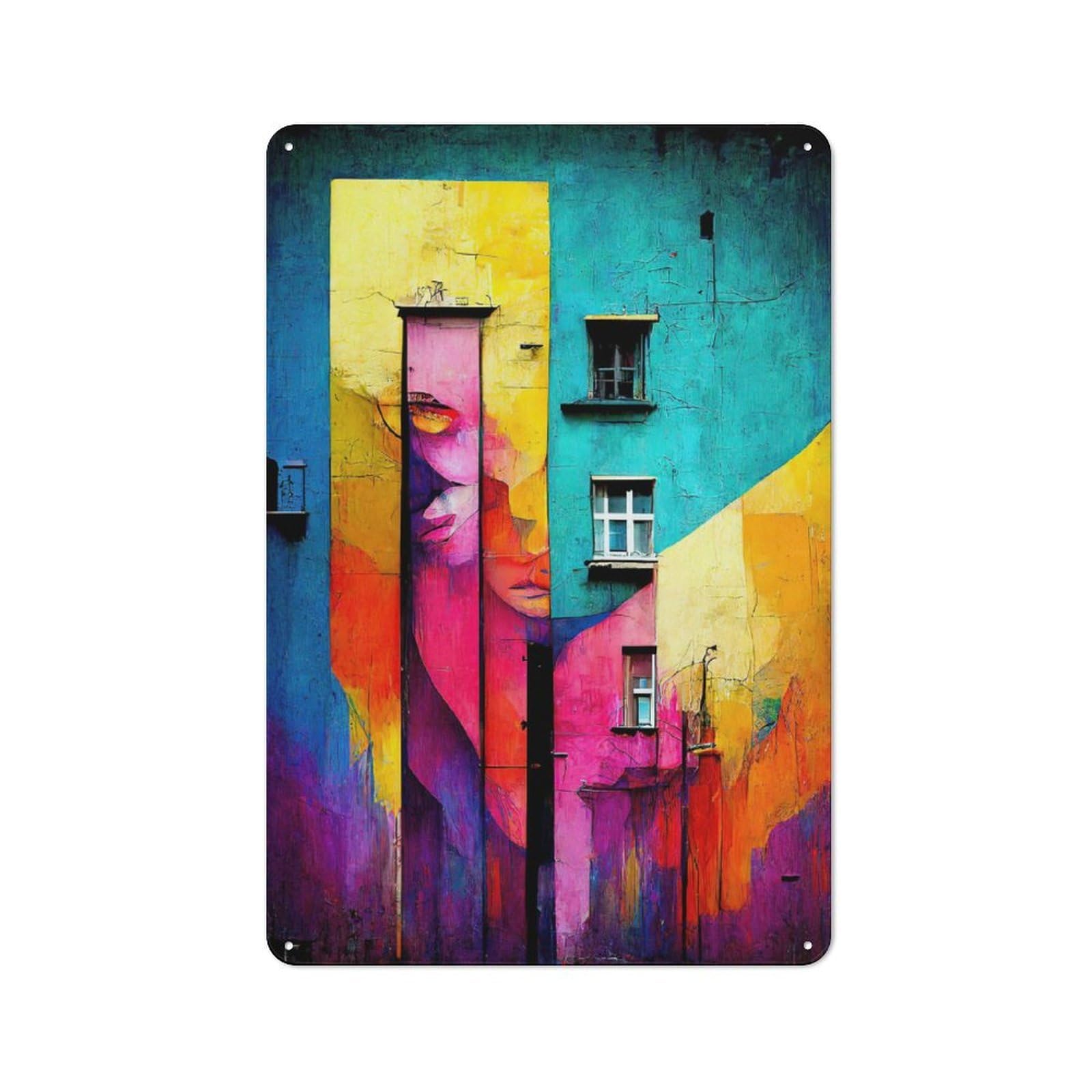 Old Style Abstract Street Art I Vintage Metal Sign 30x20cm, Bar Wall Plaque for Pub, Home Bar, Shed Or Man Cave