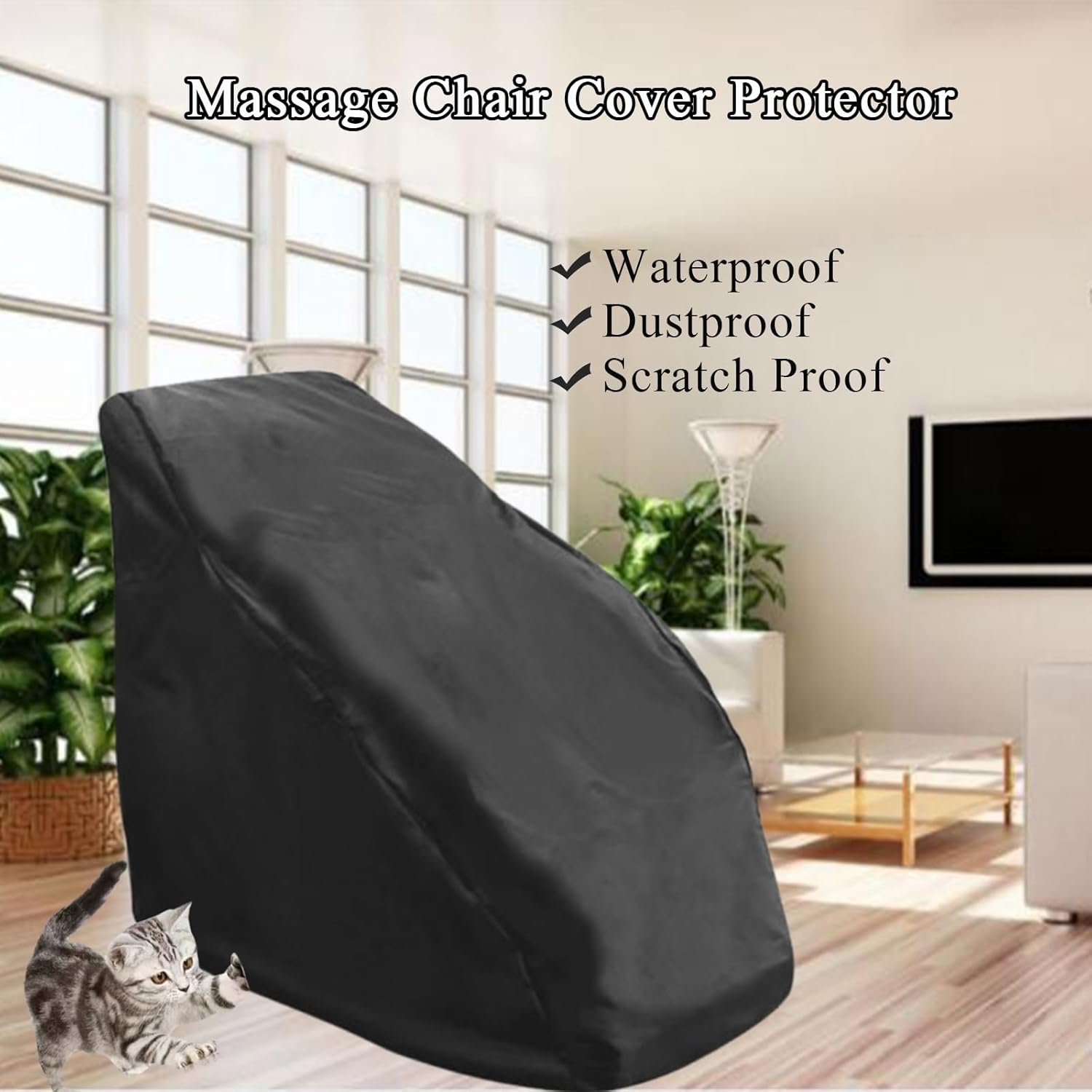 Dustproof Massage Chair Protector Cover,Shiatsu Massage Chair Cover Pet Protector Scratch Proof Waterproof Full Body Covers for Massage Chairs Recliner(Gray)