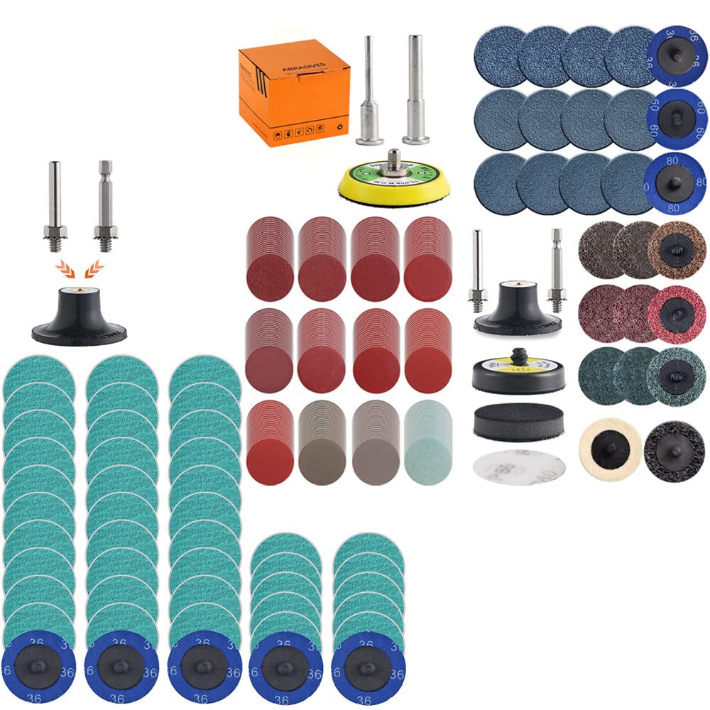 311Pack 2inch Sanding Discs Pad Variety Kit for Drill Grinder Rotary Tools Die Grinder Accessories with 1/8"&1/4" Shank Backer Plate, Sanding Pads Includes 36-3000 Grit