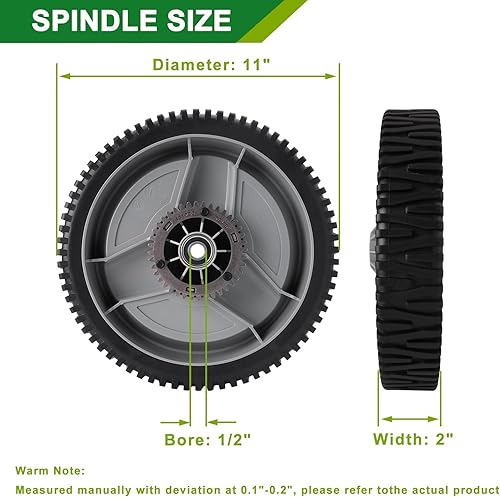Miniatura 9 de Paquete de 2 ruedas de transmisión delantera para cortacésped reemplaza MTD Troy-Bilt 734-04018,734-04018C, 734-04018B, 734-04018A