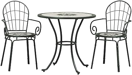 Takasho Mosaic Table Chair Set for Outdoor Patio Garden Balcony Terrace, Seating Furniture (Table and Chairs Set)