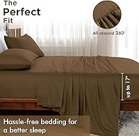 Vista 192 de HENGWEITEXT 18 Inch Cal King Sheets Deep Pocket,4 Piece Sheet Set Breathable and Cooling,Microfiber Sheet Set Deep Pocket,Wrinkle Free Shrinkage &