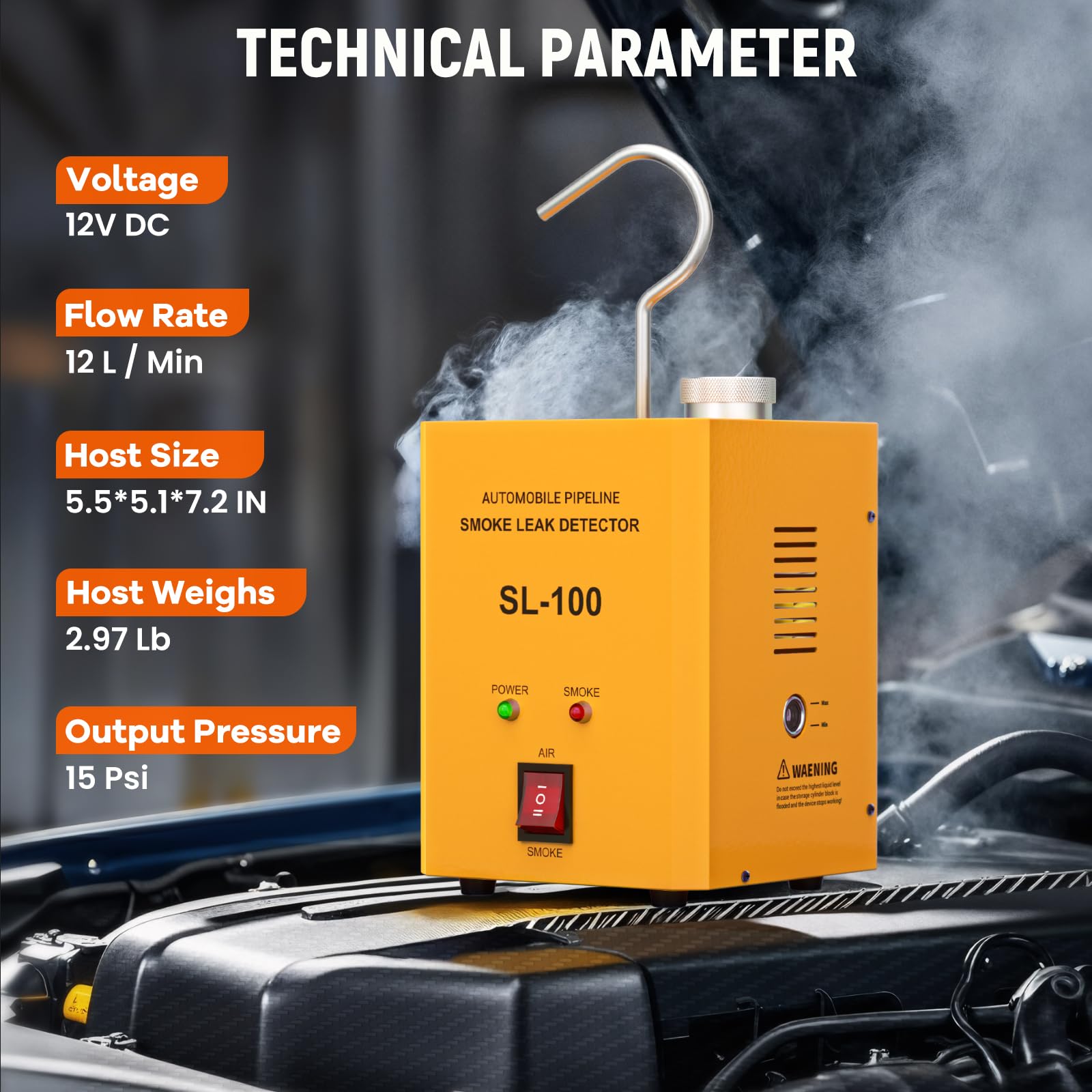 GODIAG SL100 12V Máquina de Humo Coche Maquina de Humo para Coche con Bomba de Aire Incorporada Detector Fugas Humo Máquina Humo Coche para ATVs/Motos/Motos de Nieve y Barcos