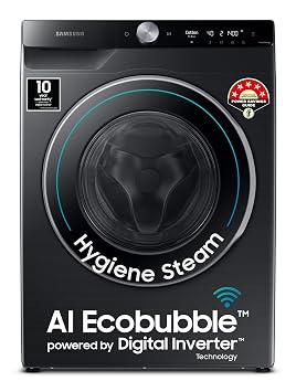 Samsung 11 kg, AI Control, Super Speed, Wi-Fi, Hygiene Steam with Inbuilt Heater, Digital Inverter, Fully-Automatic Front Load Washing Machine (WW11CG604DLBTL, BLACK CAVIAR)