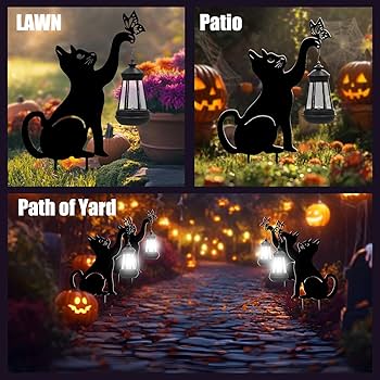 Amazon.co.jp: 黒猫 ハロウィンデコレーション 屋外 - ソーラー