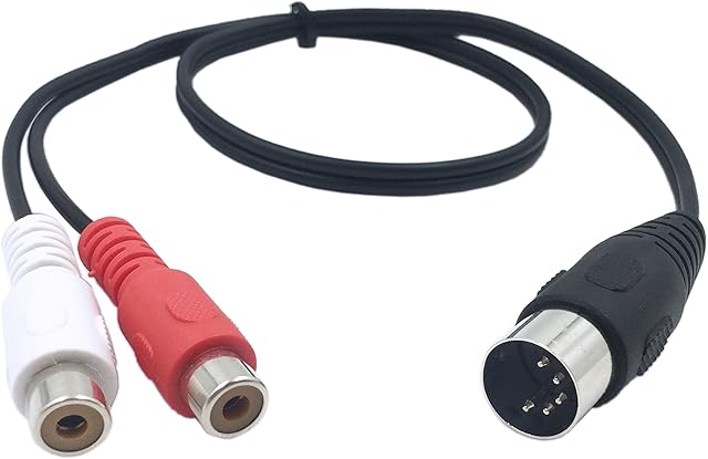 CERRXIAN 5 Pin Din MIDI Cable, 5 Pin Din Female to 2 RCA Male Professional Grade Audio Cable for Bang & Olufsen, Naim, Quad.Stereo Systems (DIN MALE 0.5M)