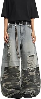 DFGIGT Mens Baggy Jeans Wide Leg Denim Pants Y2k Loose Fit Streetwear