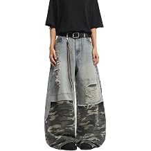 DFGIGT Hip Hop Baggy Jeans for Men Stylish Wide Leg Skater Y2k Denim Pants | Loose Fit,Vintage 2000s Streetwear,Jinco Jeans,Straight Leg,5 Pockets