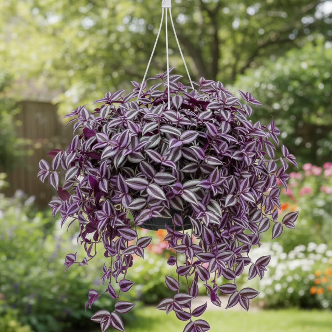 Purple Wandering Jew Live Plant, Tradescantia Zebrina, 4 Inch Pot for Planting, Indoor Houseplant