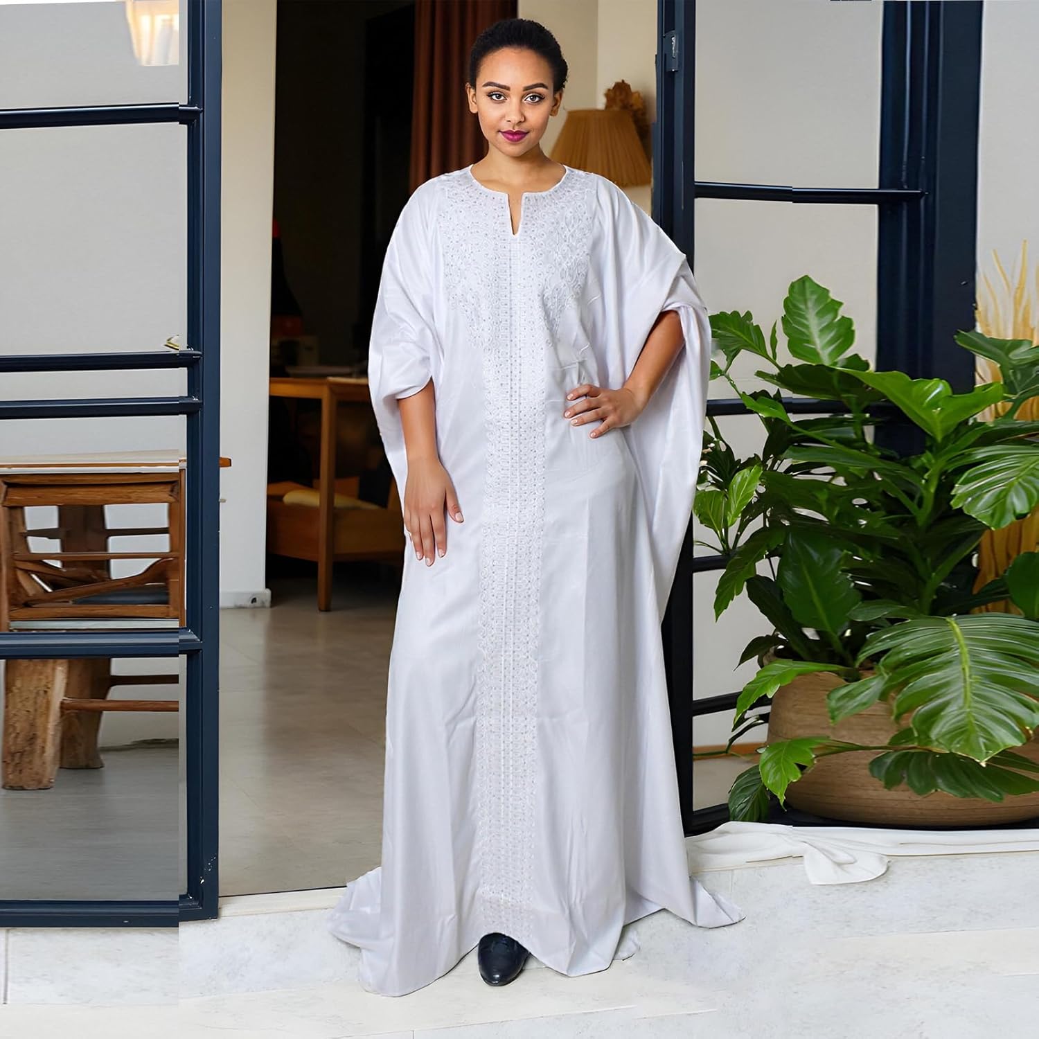 TIDOIRSA Loose African Dresses for Women,Hot Drilling Full Gown Embroidery Maxi Dress - Image 5