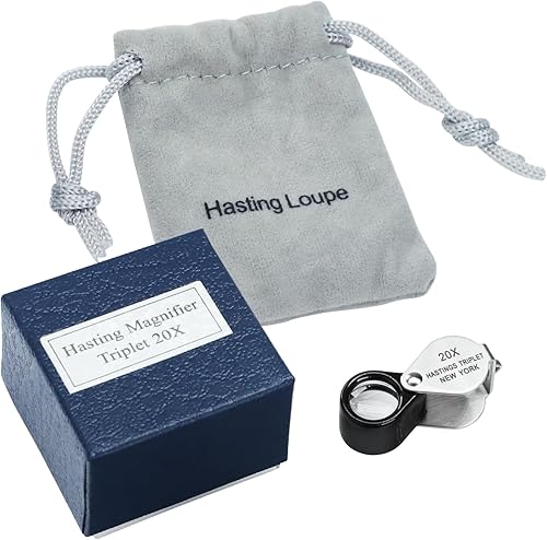 Miniatura 9 de Jewelers - Lupa plegable de 20 unidades, diseño mini de 20 aumentos, lente de cristal óptico, triplete, de acero inoxidable, tamaño de bolsillo,
