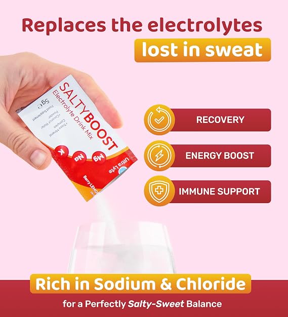 Ultra Lyte Electrolytes Drink Mix - Sugar-Free Salty Berry Lemonade Powder - 12 Sachets with High Sodium, Trace Minerals, and Coconut Water - Hydration for Workouts, Replenishment, and Wellness