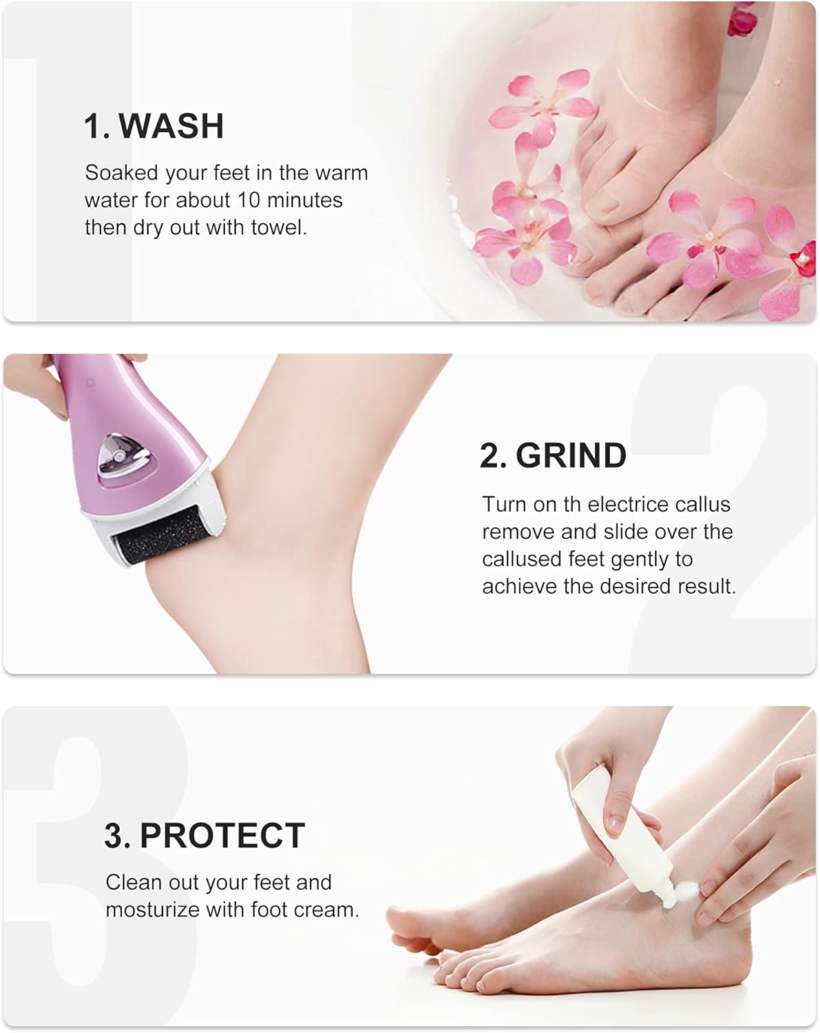 Electric Feet Callus Removers Rechargeable,Portable Electronic Foot File Pedicure Tools, Electric Callus Remover Kit,Professional Pedi Feet Care Perfect for Dead,Hard Cracked Dry Skin（Pink） : Beauty & Personal Care